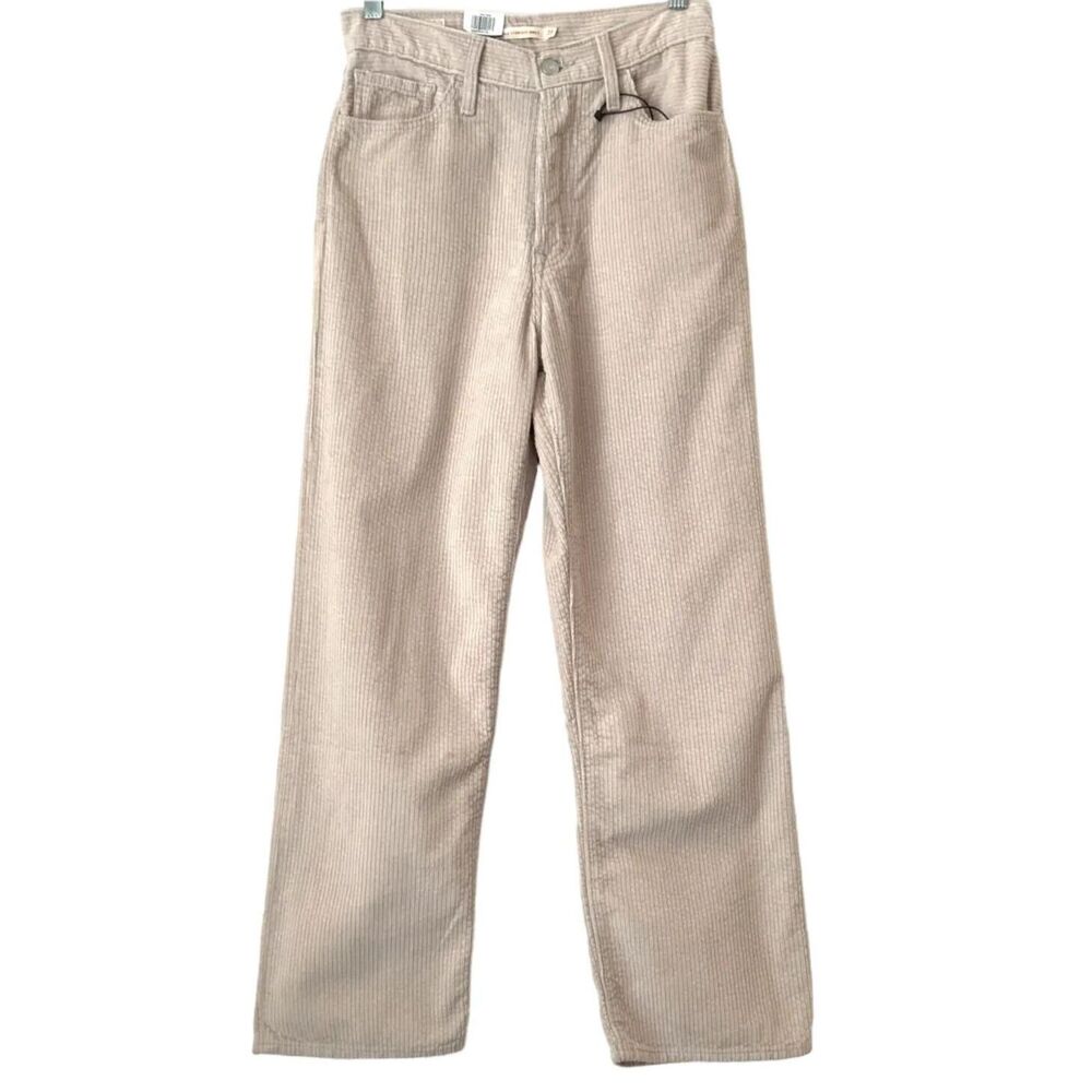 Levi’s Premium Ribbed Ribcage Straight Ankle High Rise Pants Khaki 27 - Picture 2 of 12